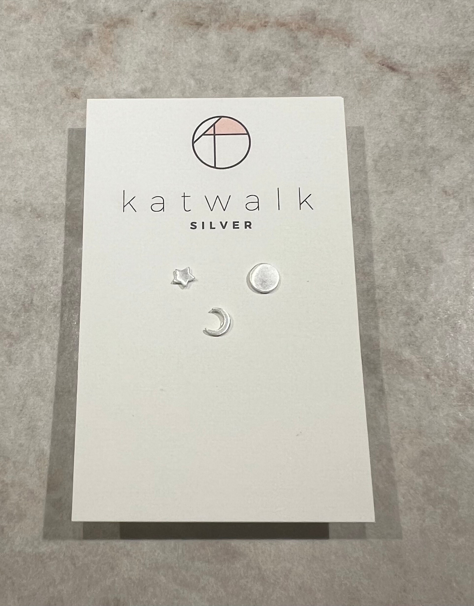 Katwalk Oorbel - Zon maan ster - Zilver