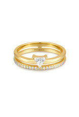 Ania Haie Ring - Double white triangle stacker
