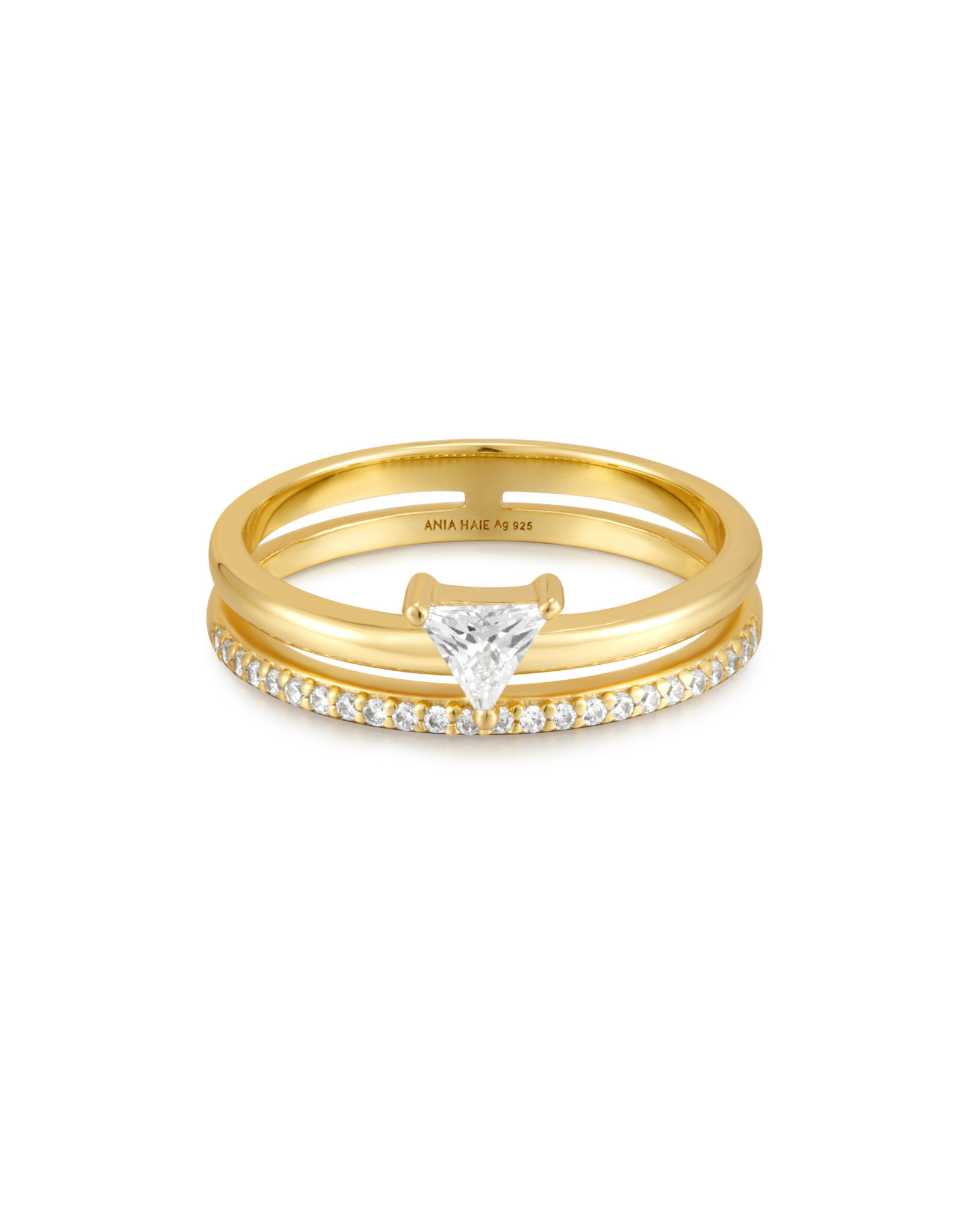 Ania Haie Ring - Double white triangle stacker