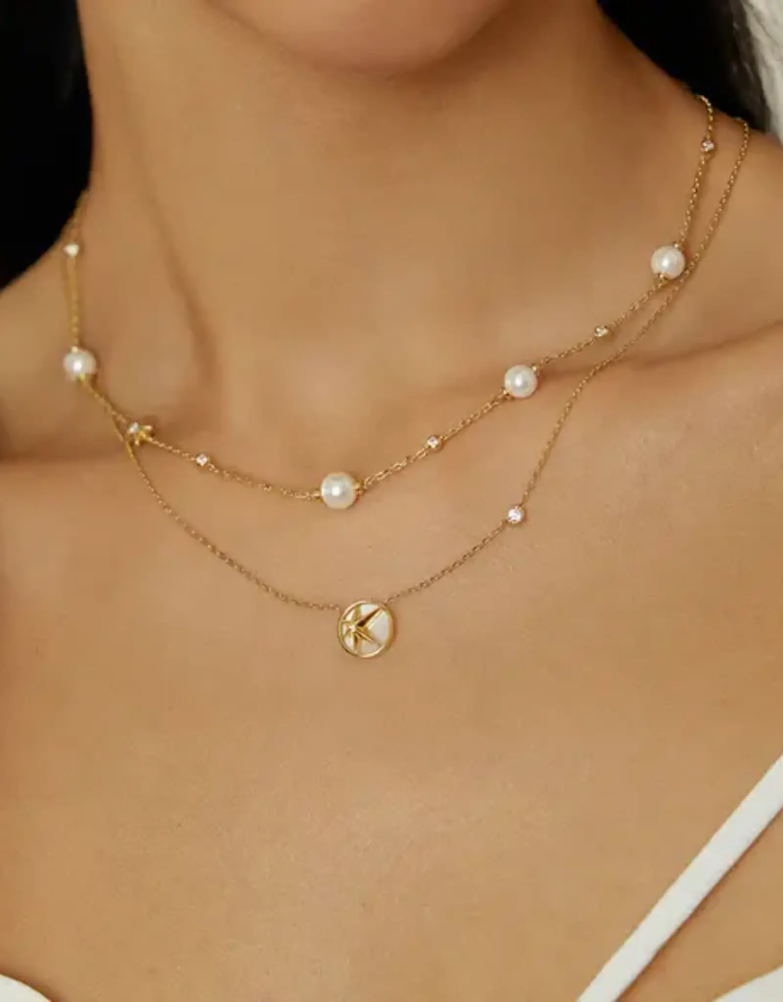 Ania Haie Ketting -   starry  mother of pearl - goud