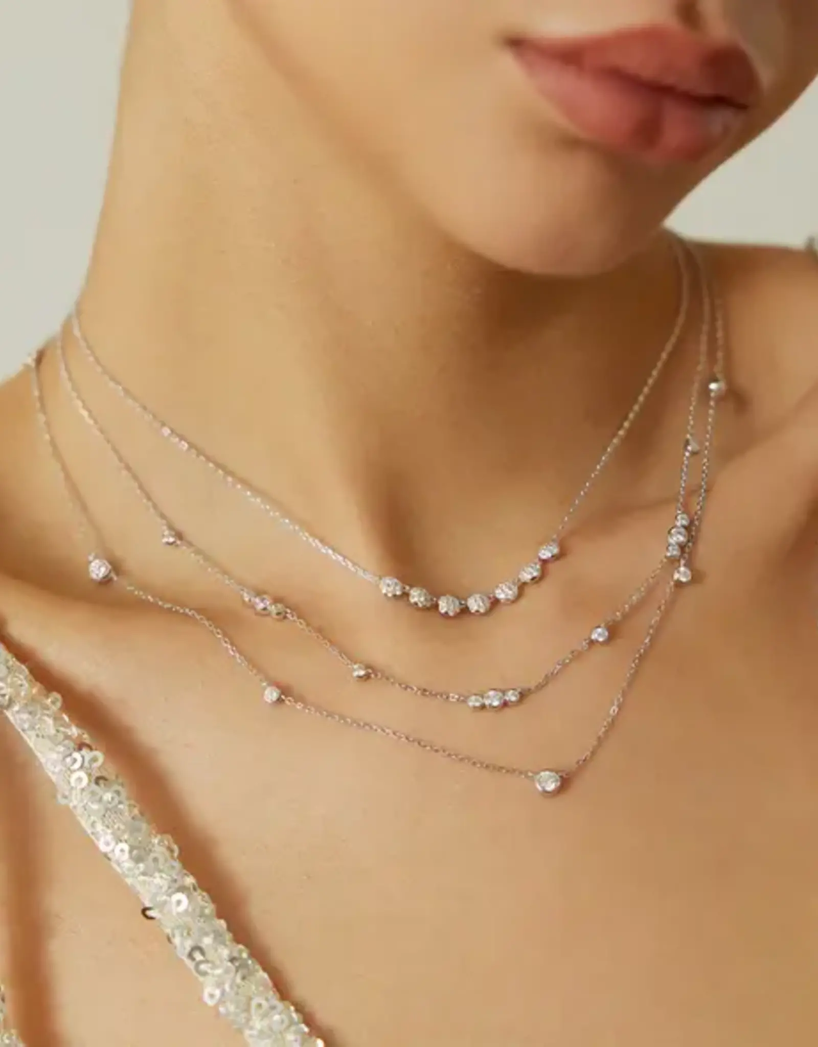 Ania Haie Ketting - Silver pave multi beaded chain