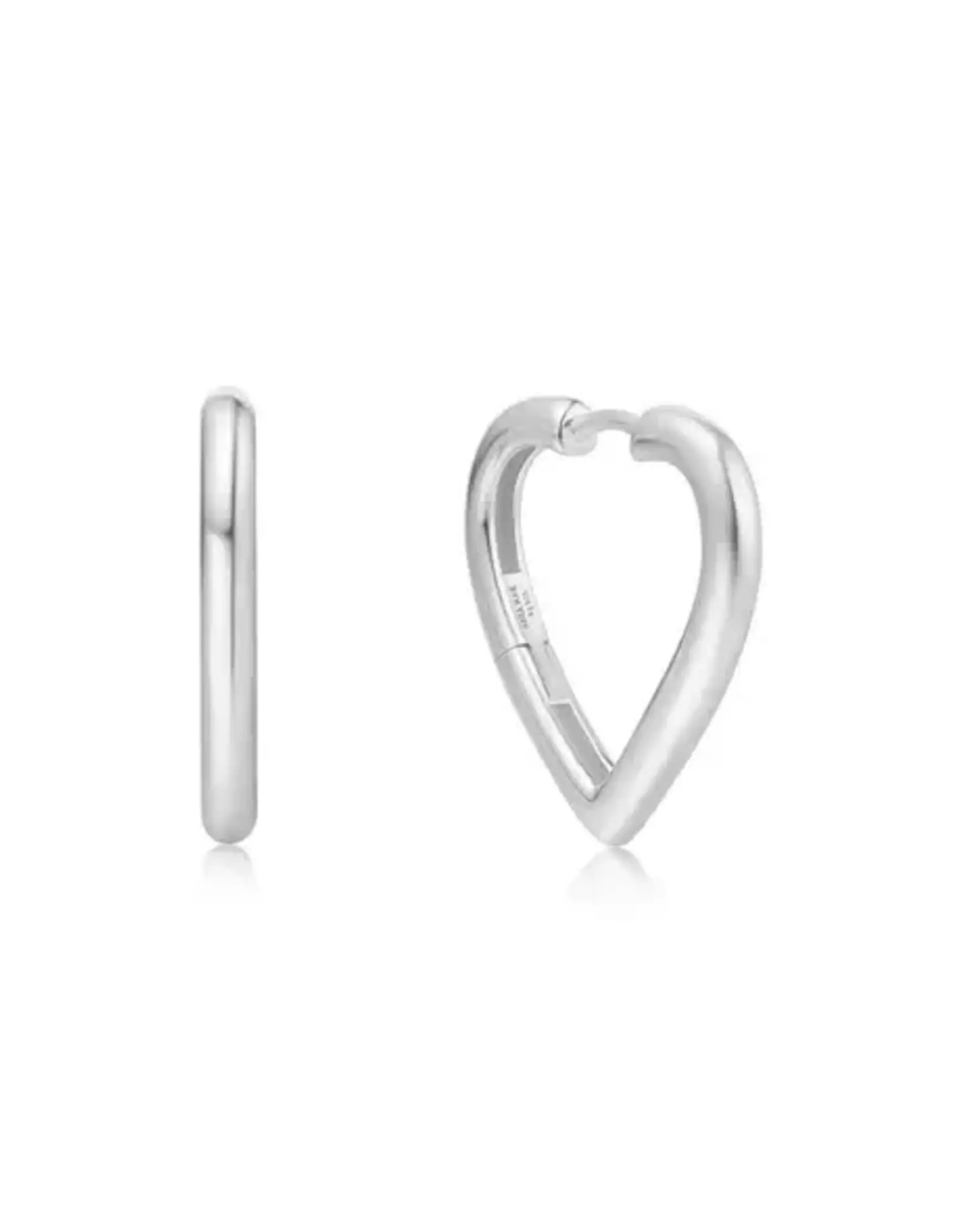 Ania Haie Oorbel - medium heart hoop - zilver