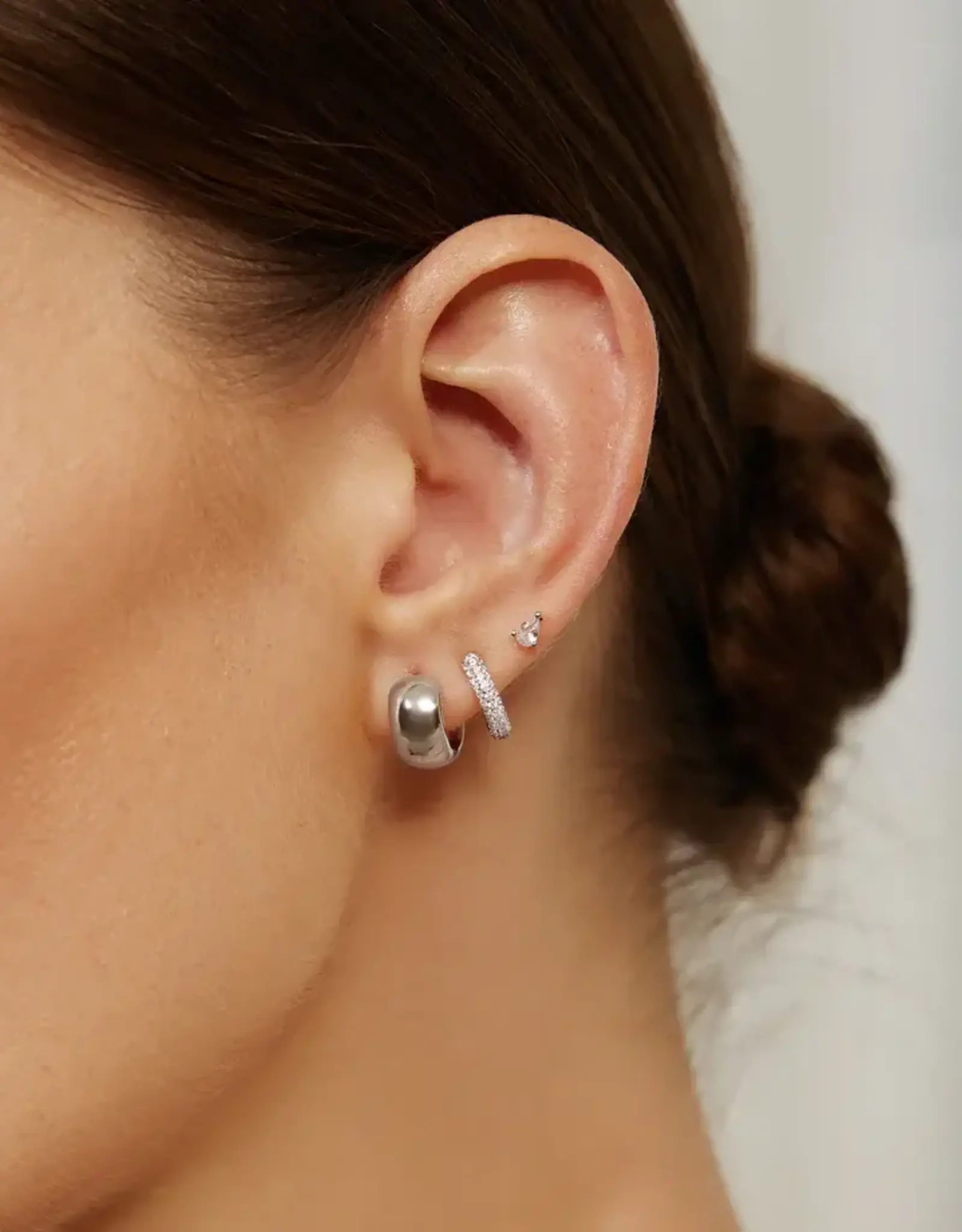 Ania Haie Oorbellen -  chubby small huggie hoop - zilver