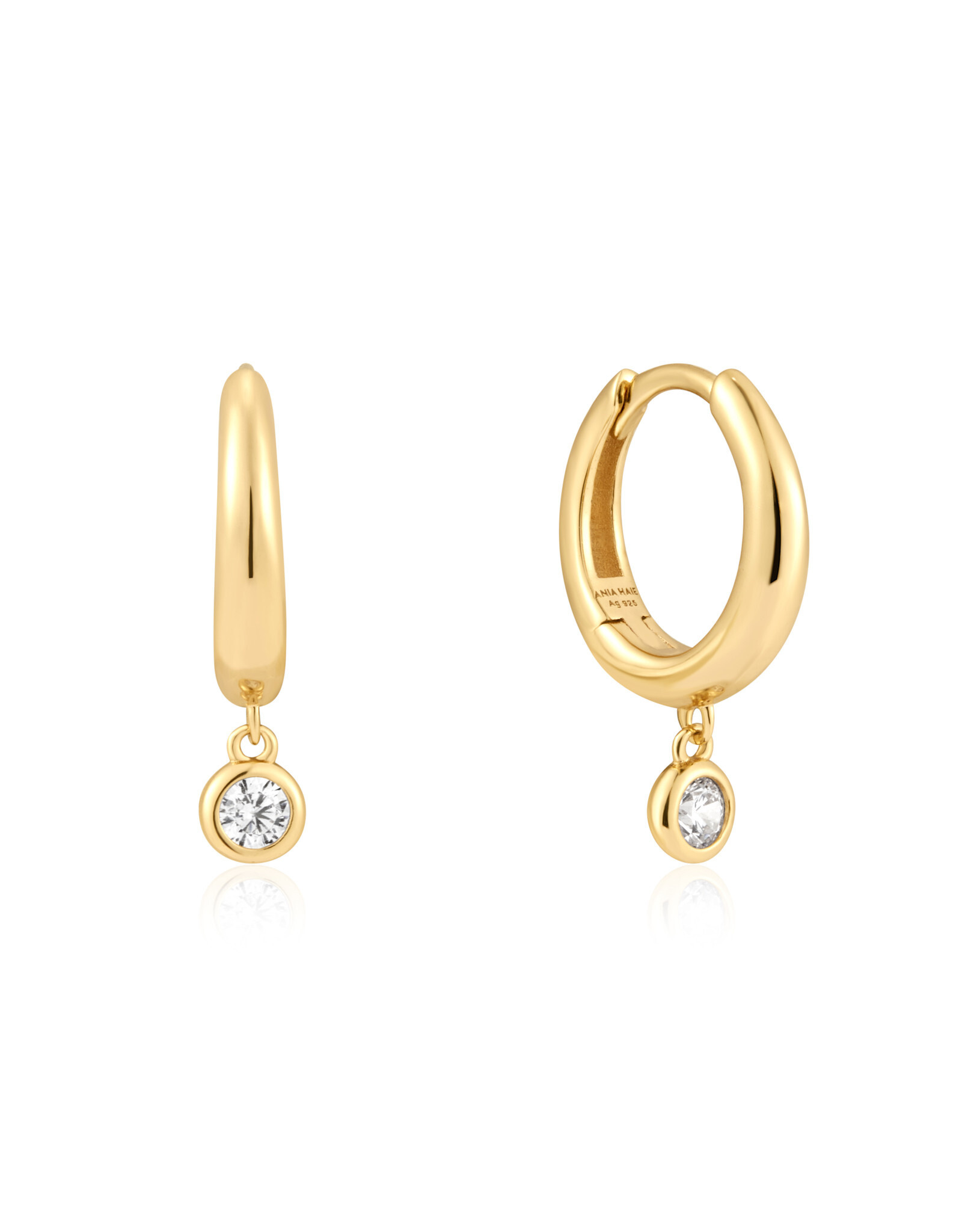 Ania Haie Oorbellen - cubic zircinia drop huggies - goud