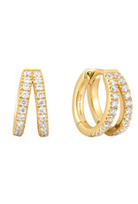 Ania Haie Oorbellen - Gold double pave huggies