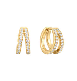 Ania Haie Oorbellen -  double pave huggies - goud
