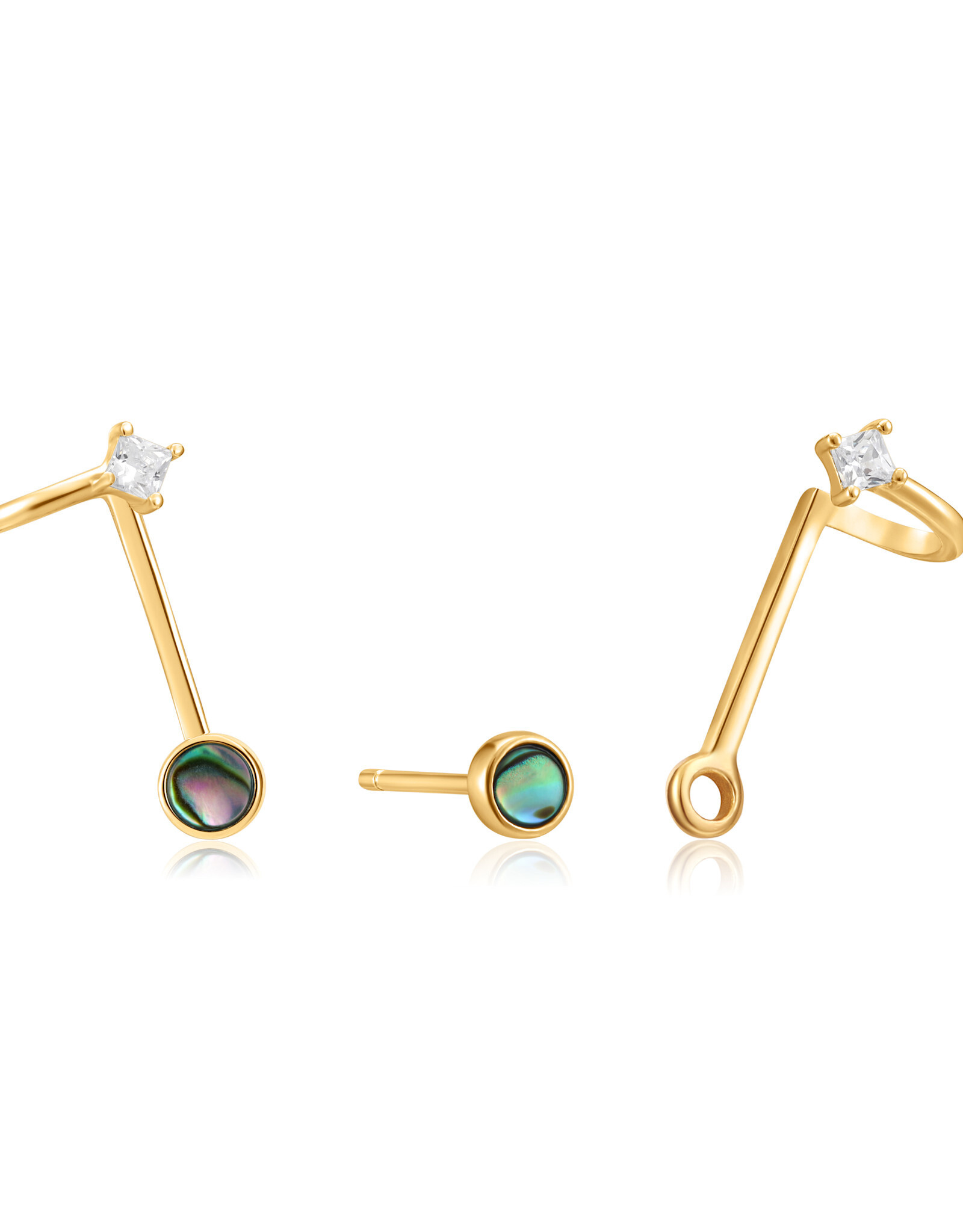 Ania Haie Oorbellen - Tidal abalone crescent  link - gold