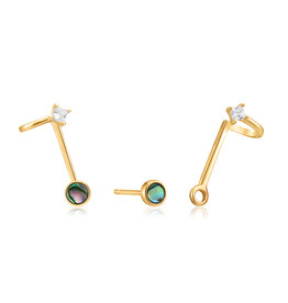 Ania Haie Oorbellen - Tidal abalone crescent  link - gold