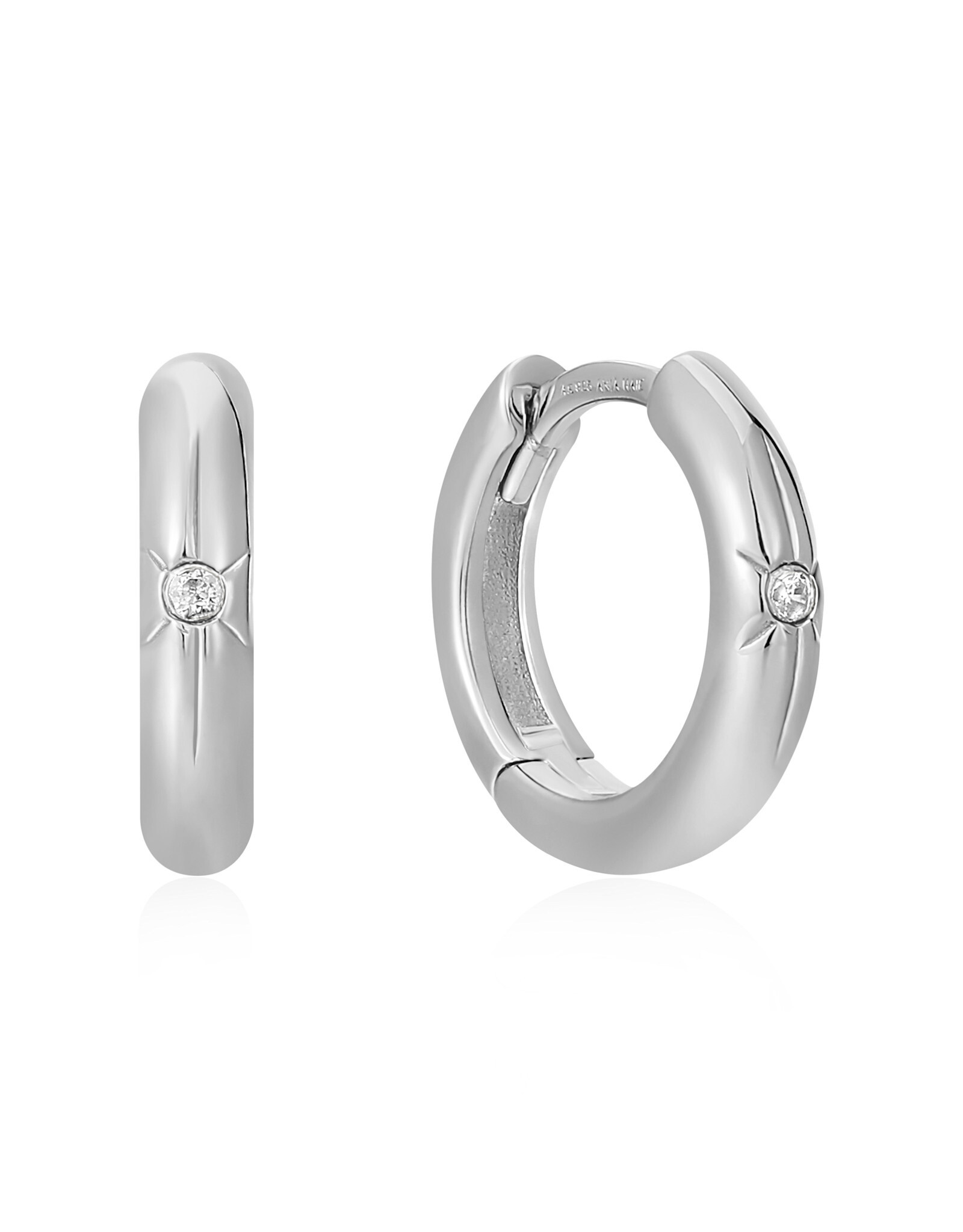 Ania Haie Oorbellen - Star huggie hoop - silver