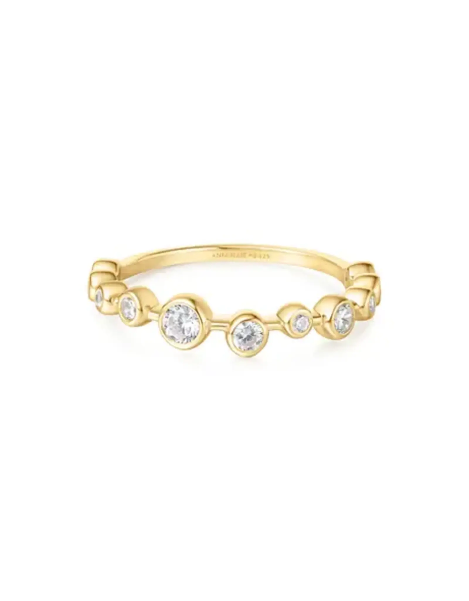 Ania Haie Ring - Gold bezel cubic zirconia zig zag