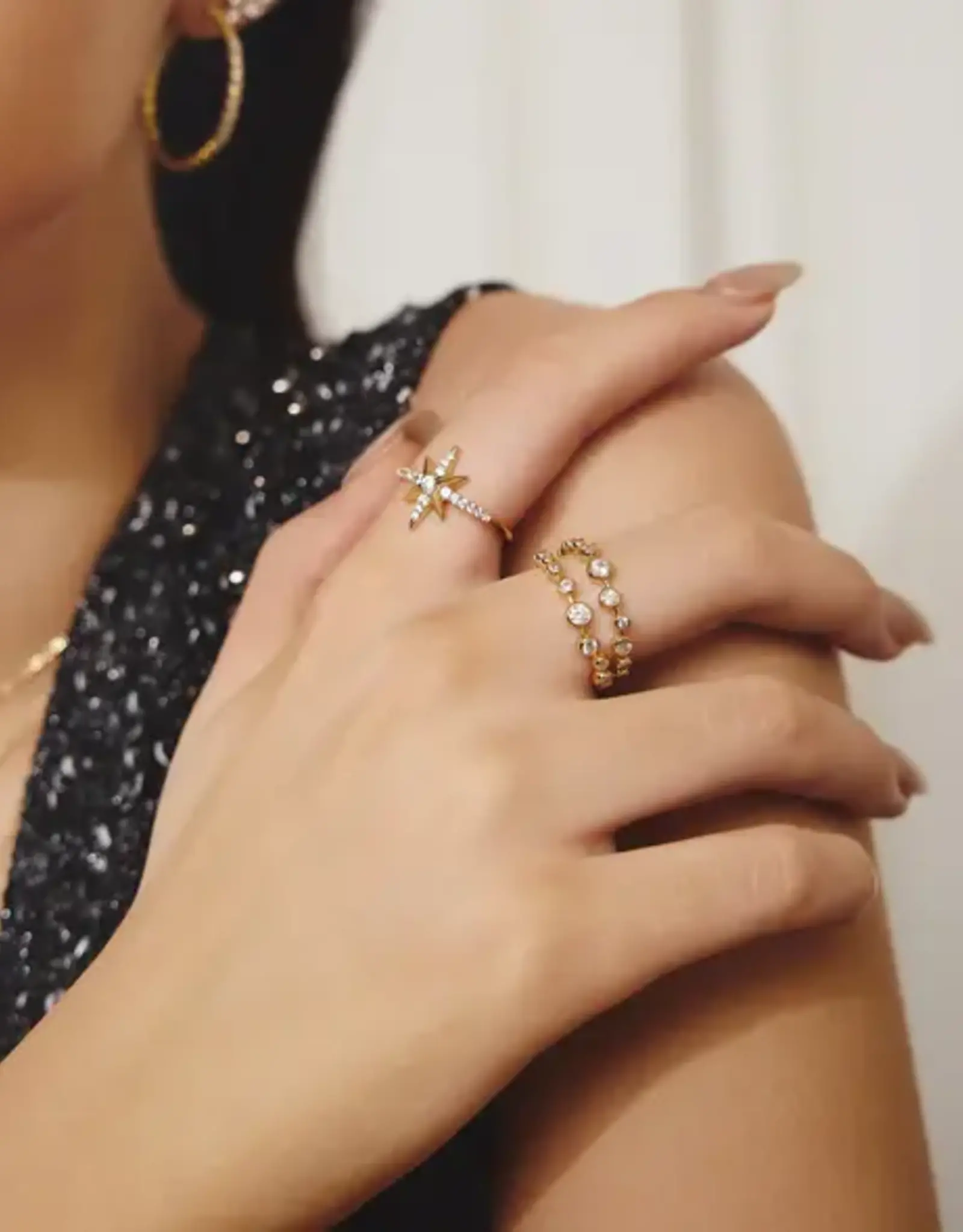 Ania Haie Ring - Gold bezel cubic zirconia zig zag