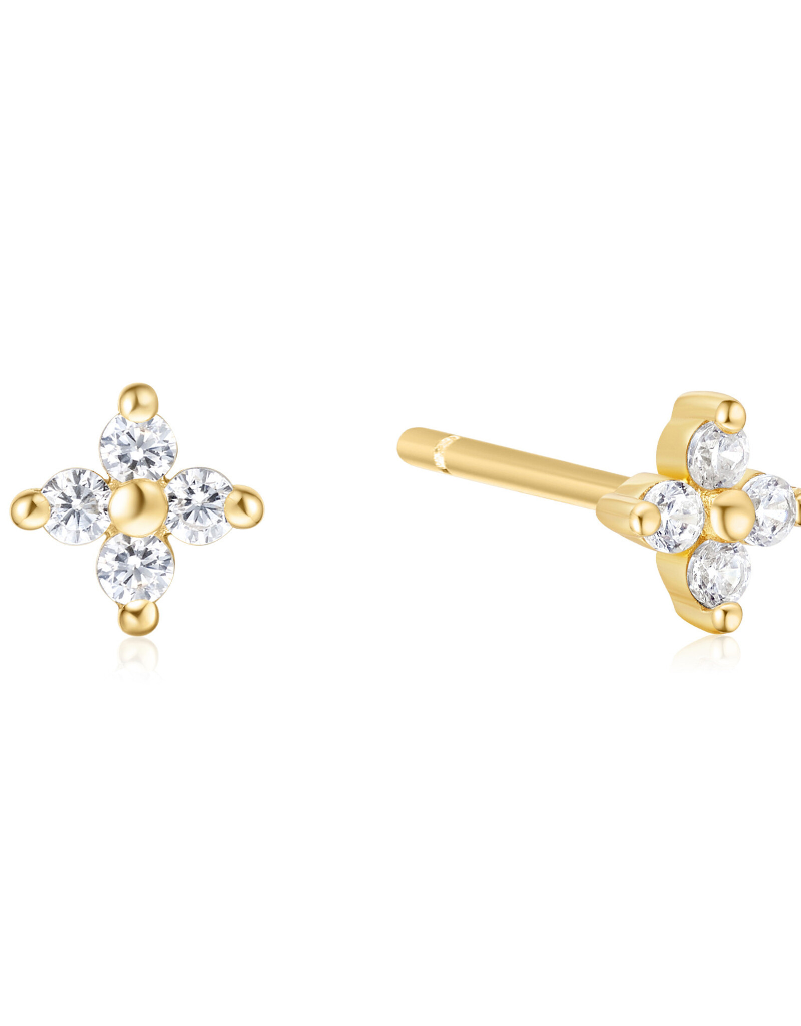 Ania Haie Oorbellen - four-petal stud - goud