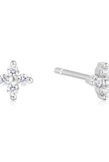 Ania Haie Oorbellen- four-petal stud - zilver