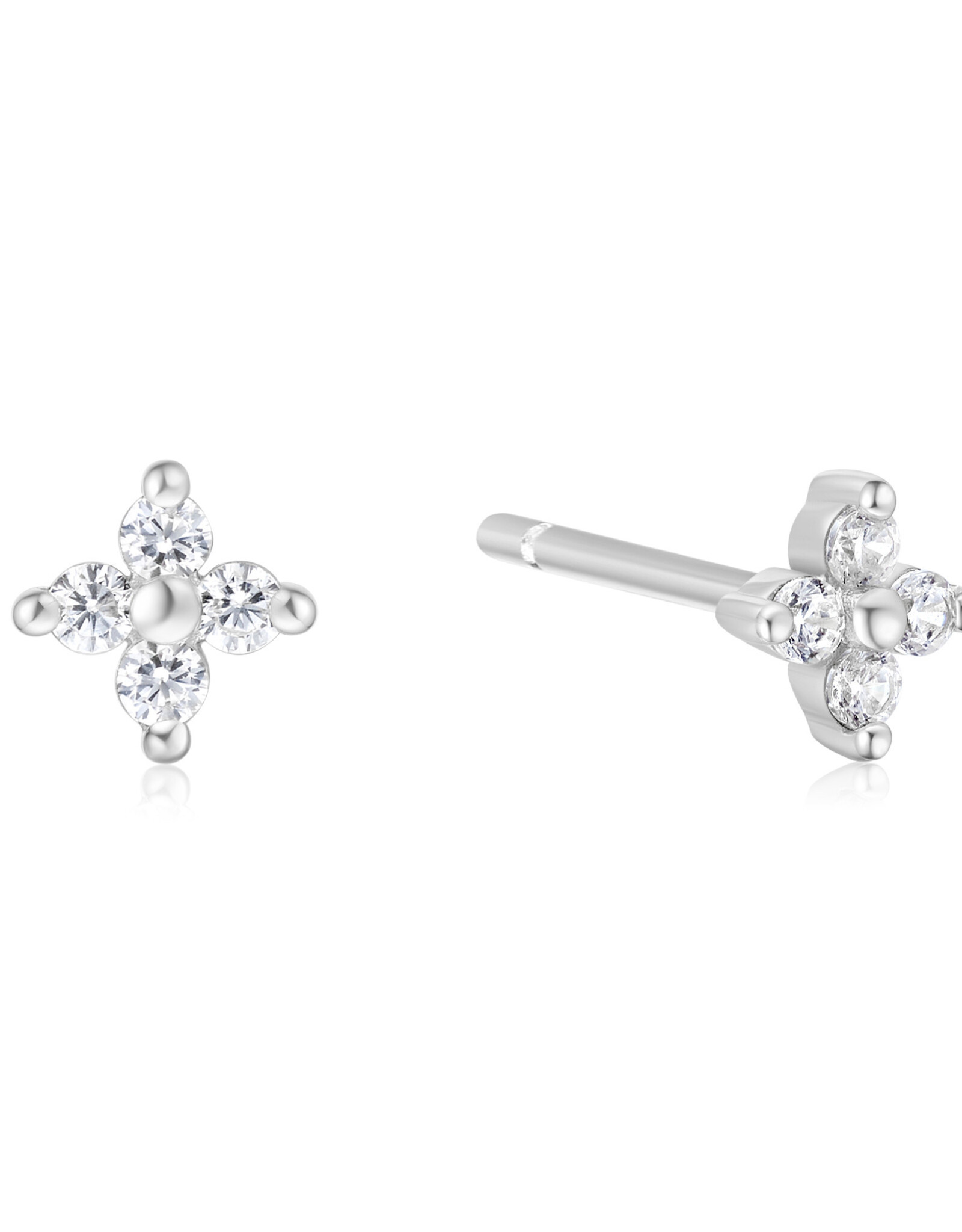 Ania Haie Oorbellen- four-petal stud - zilver