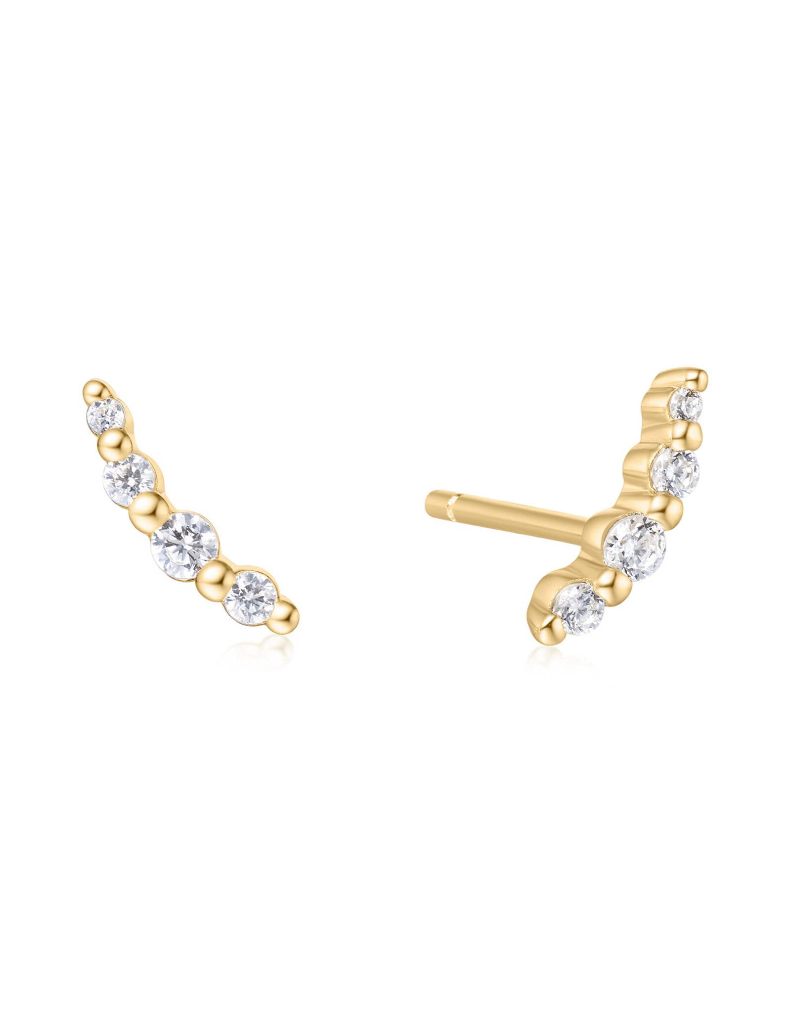 Ania Haie Oorbel - bezel beaded stone stud goud