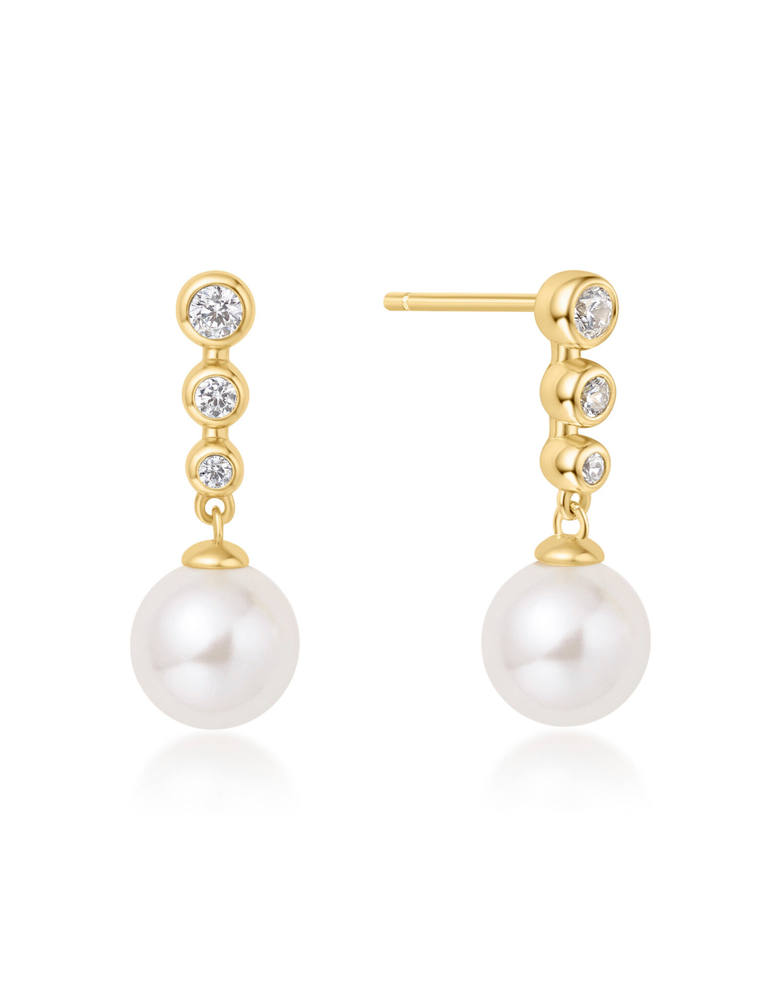Ania Haie Oorbel - tennis beaded stone pearl drop stud goud