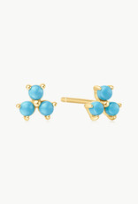 Ania Haie Oorbellen - Turquoise lotus stud - goud