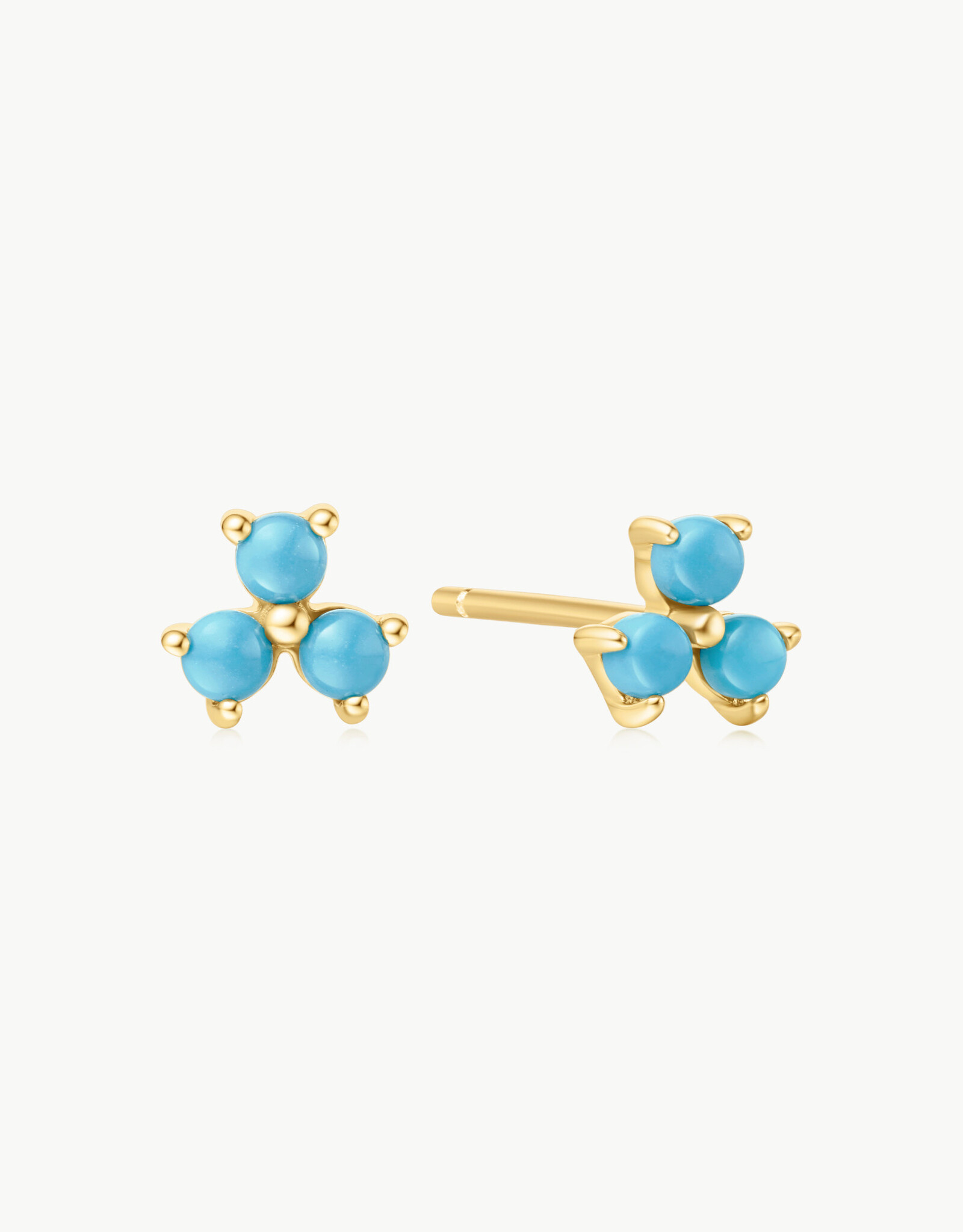 Ania Haie Oorbellen - Turquoise lotus stud - goud