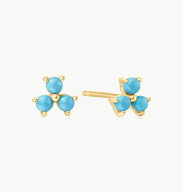 Ania Haie Oorbellen - Turquoise lotus stud - goud