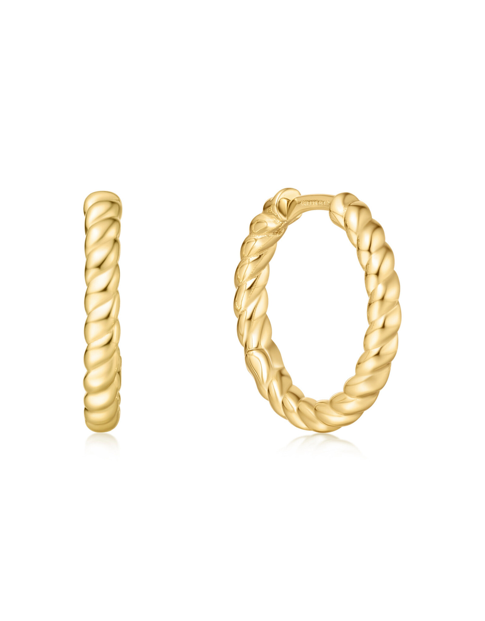 Ania Haie Oorbel - Texture medium huggie - goud