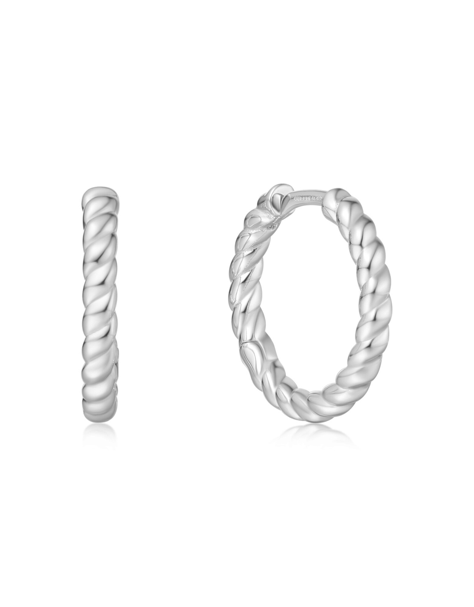 Ania Haie Oorbel - Texture medium huggie - zilver