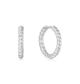 Ania Haie Oorbel - Texture medium huggie - zilver