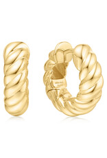 Ania Haie Oorbellen - Bold texture medium huggie hoop - goud