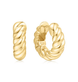 Ania Haie Oorbellen - Bold texture medium huggie hoop - goud