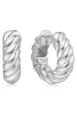 Ania Haie Oorbel - Bold texture medium huggie hoop - zilver
