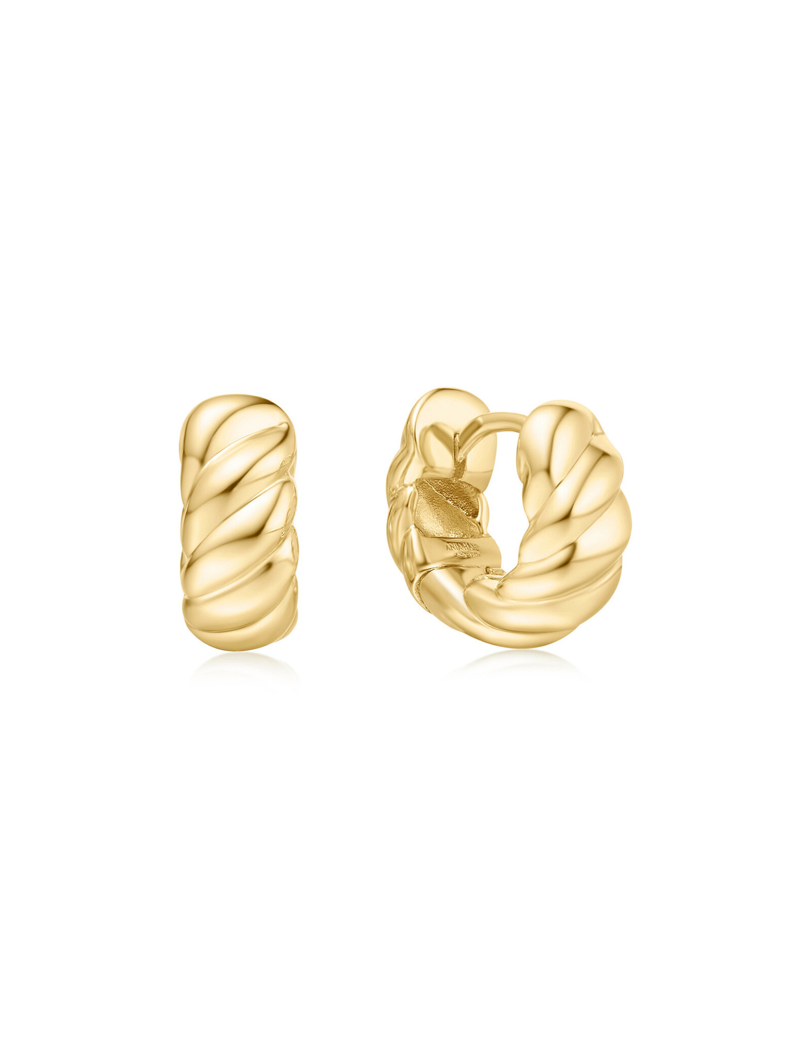 Ania Haie Oorbel - Bold texture small huggie hoop - goud