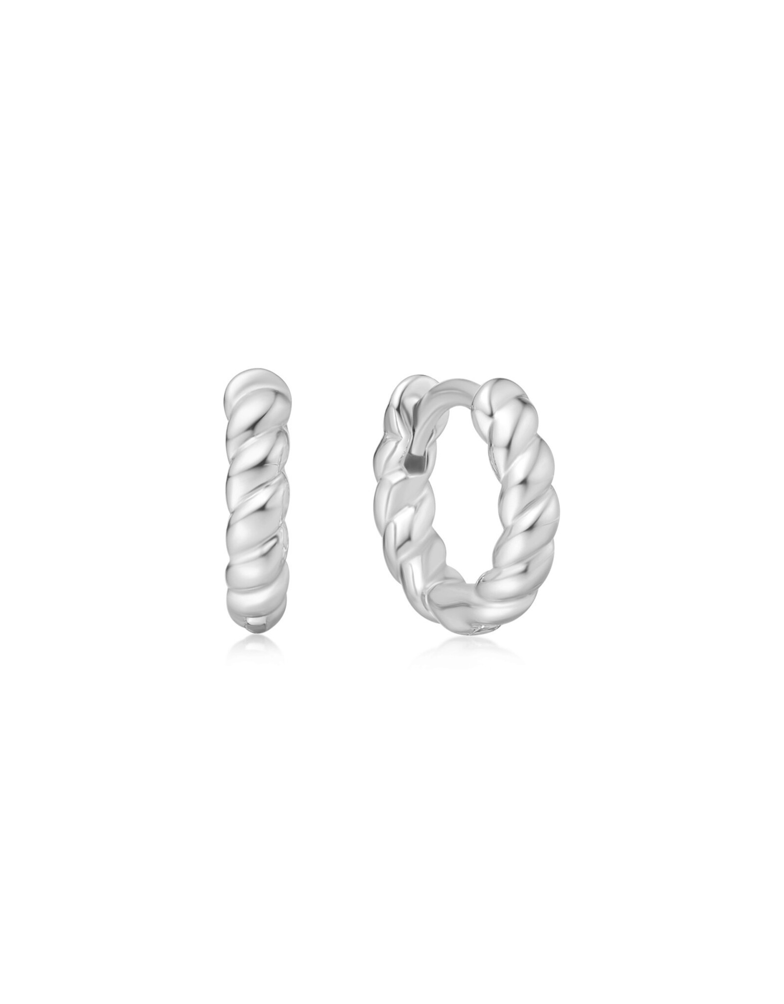 Ania Haie Oorbel - Bold texture small huggie hoop - zilver