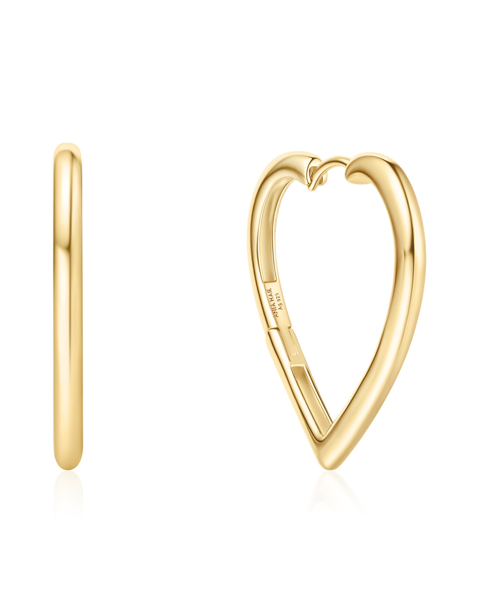 Ania Haie Oorbellen - Large heart hoop - goud