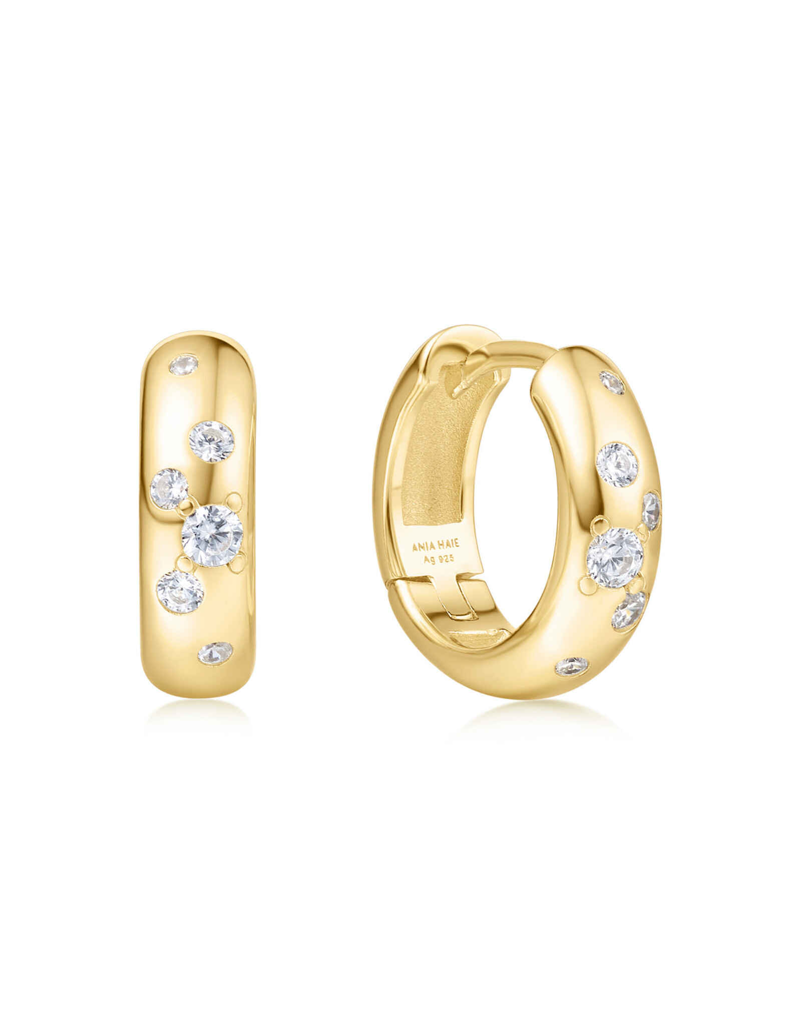Ania Haie Oorbel - Small chubby sparkling huggie - goud