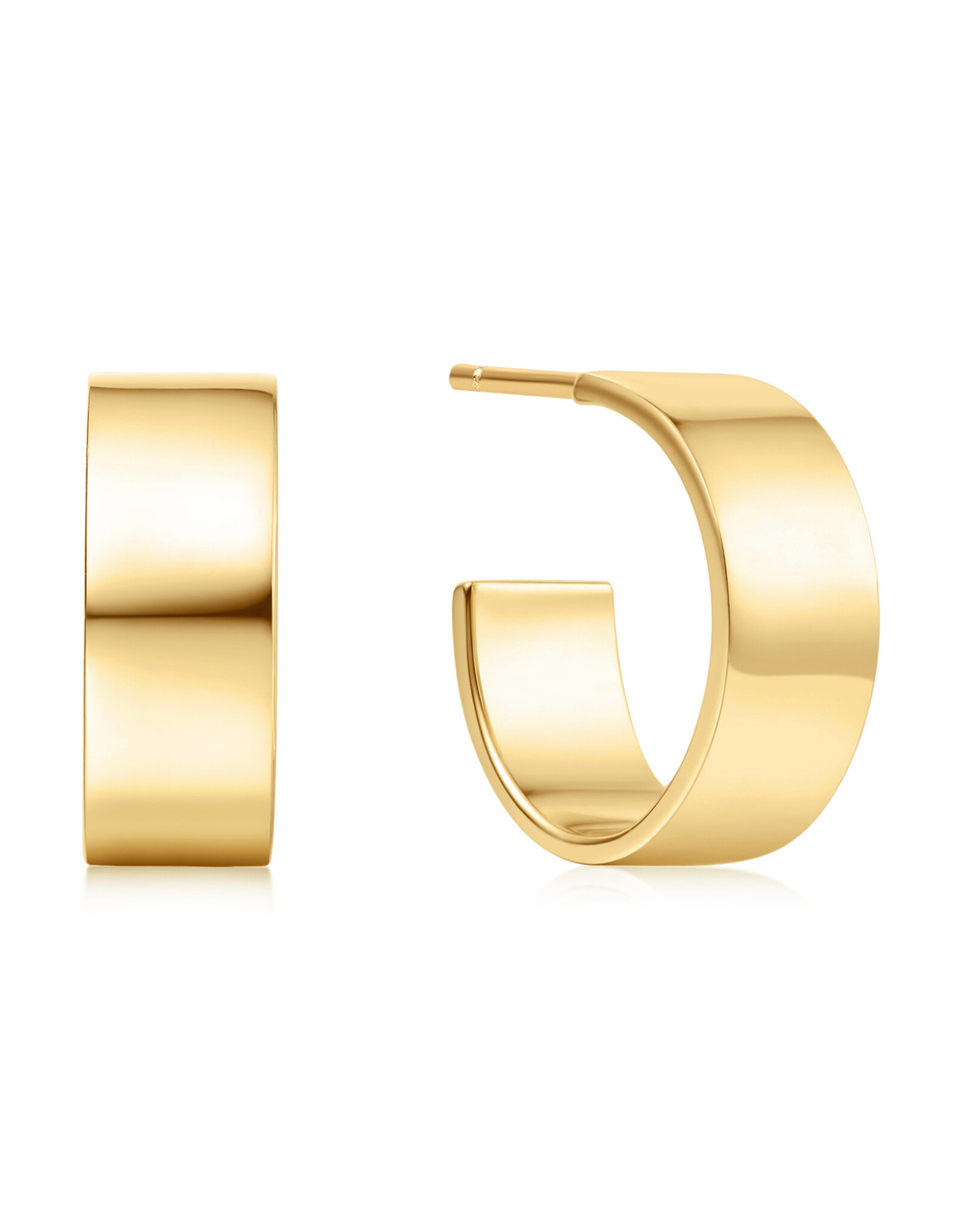 Ania Haie Oorbellen - Flat medium hoop - goud