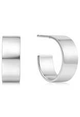 Ania Haie Oorbel - Flat medium hoop - zilver