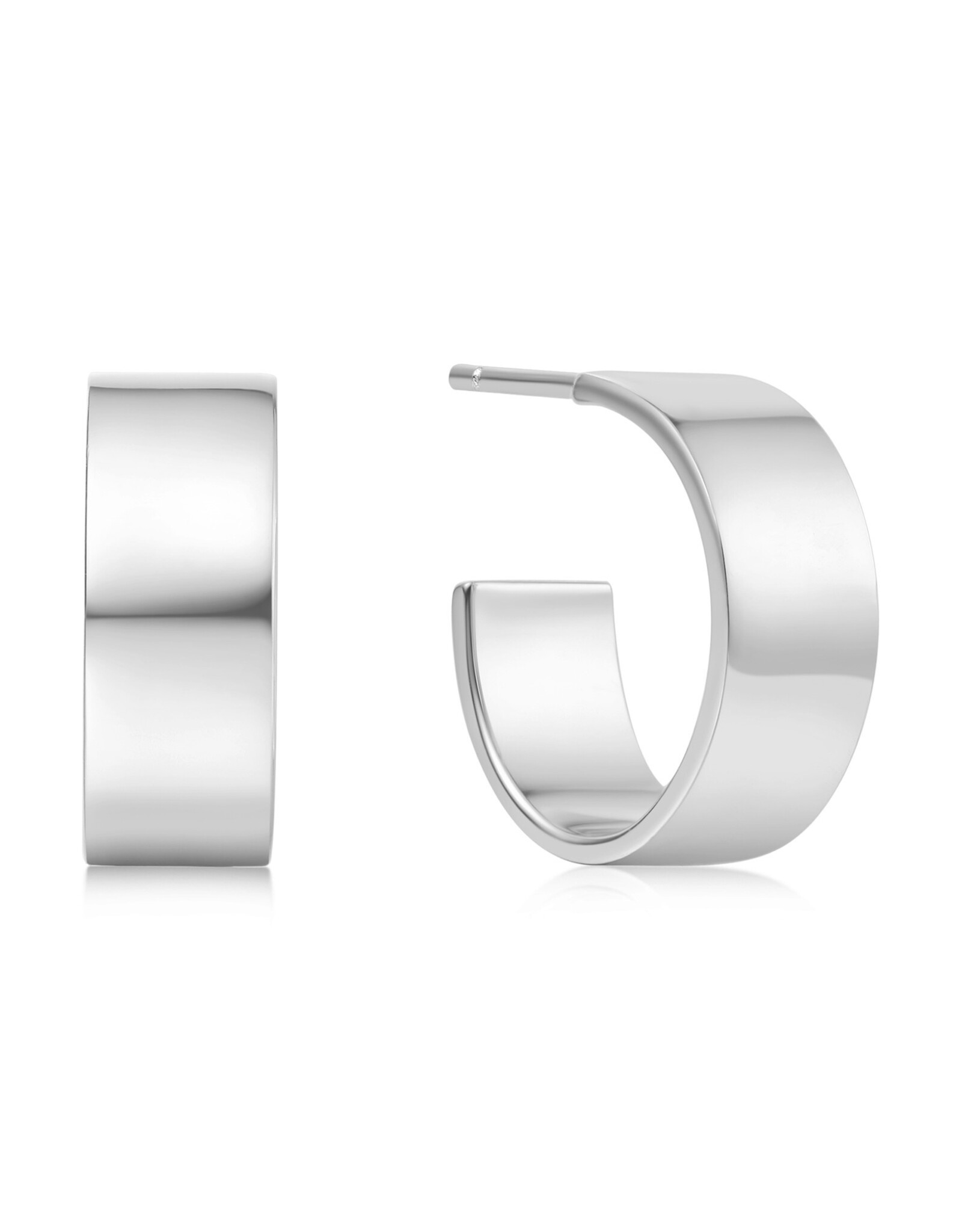 Ania Haie Oorbellen - Flat medium hoop - zilver