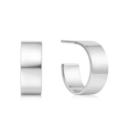 Ania Haie Oorbellen - Flat medium hoop - zilver