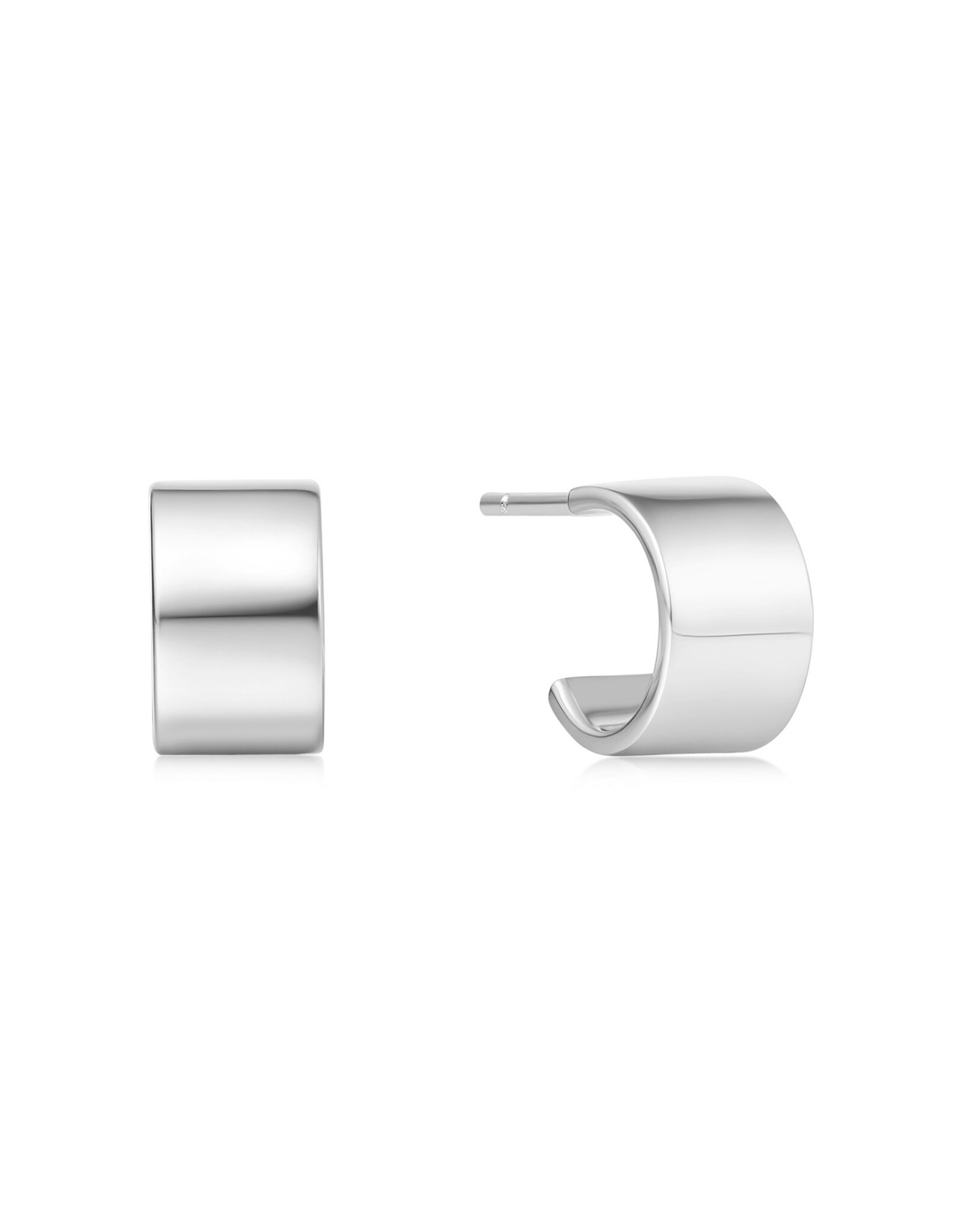 Ania Haie Oorbel - Flat small huggie hoop - zilver