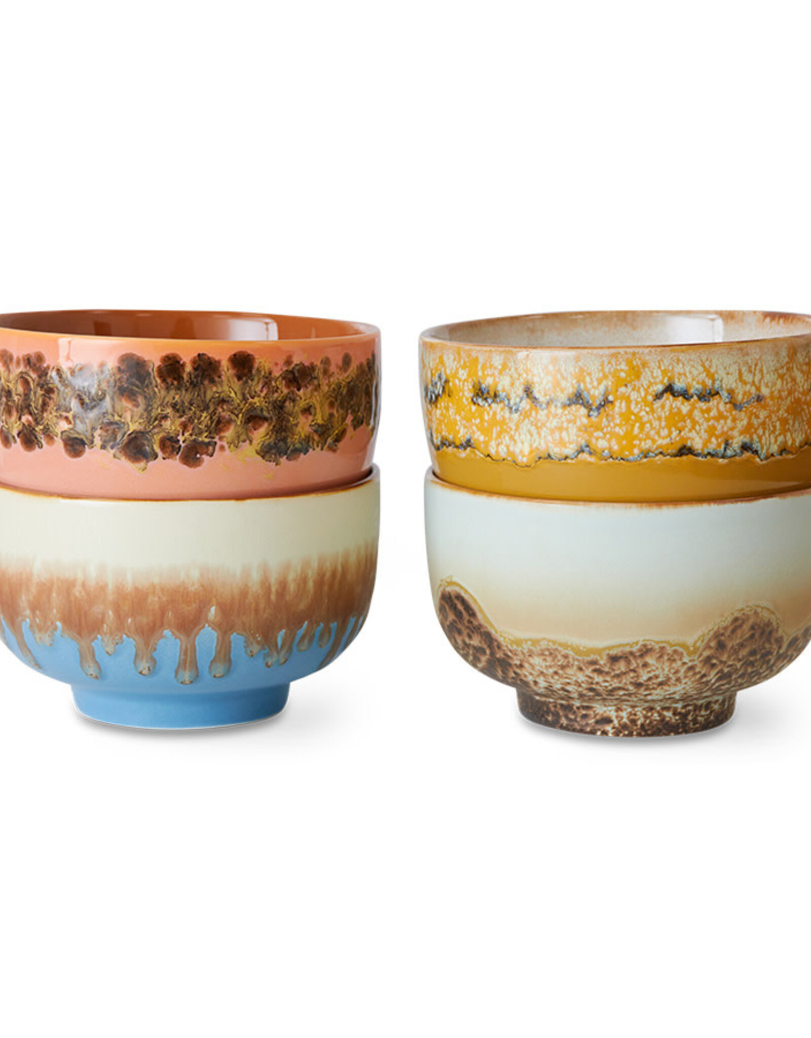HKliving Bowls - 70 's ceramics seabreeze set van 4