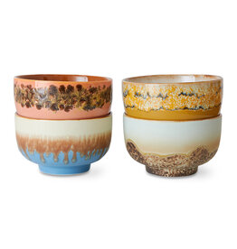 HKliving Bowls - 70 's ceramics seabreeze set van 4