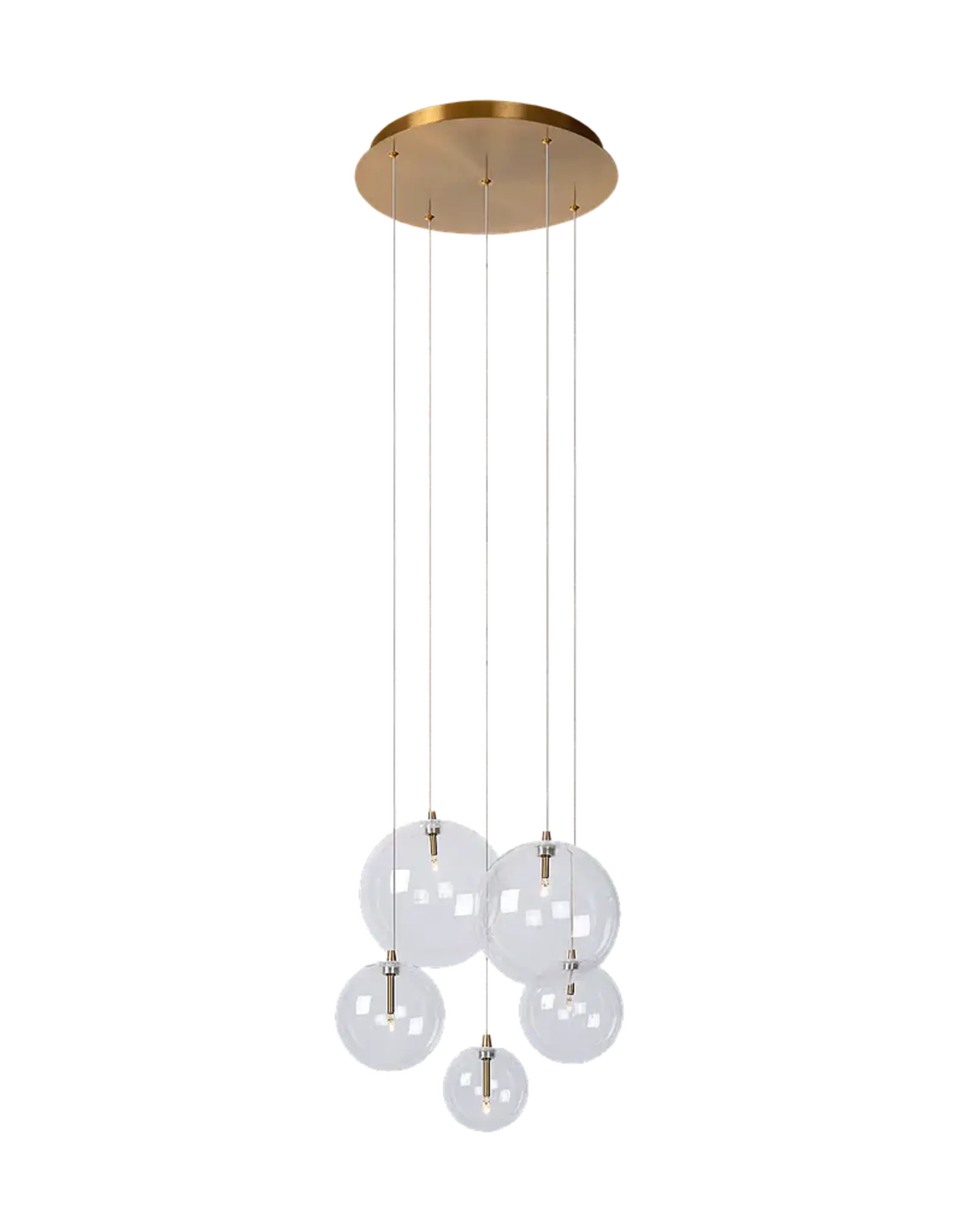 Hanglamp - Camy  5 - goud helder glas