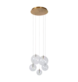 Hanglamp - Camy  5 - goud helder glas