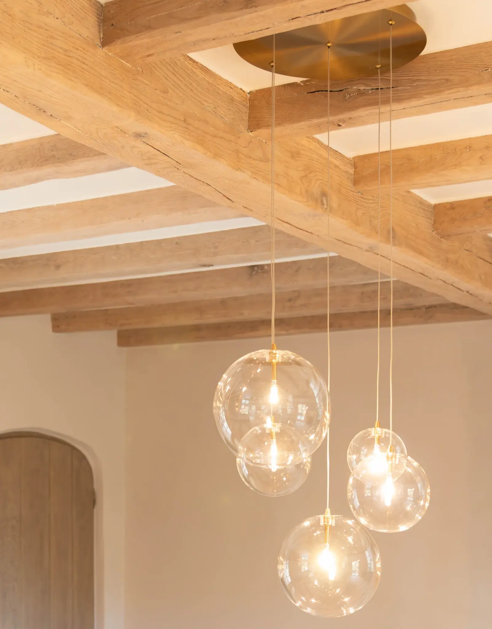 Hanglamp - Camy  5 - goud helder glas