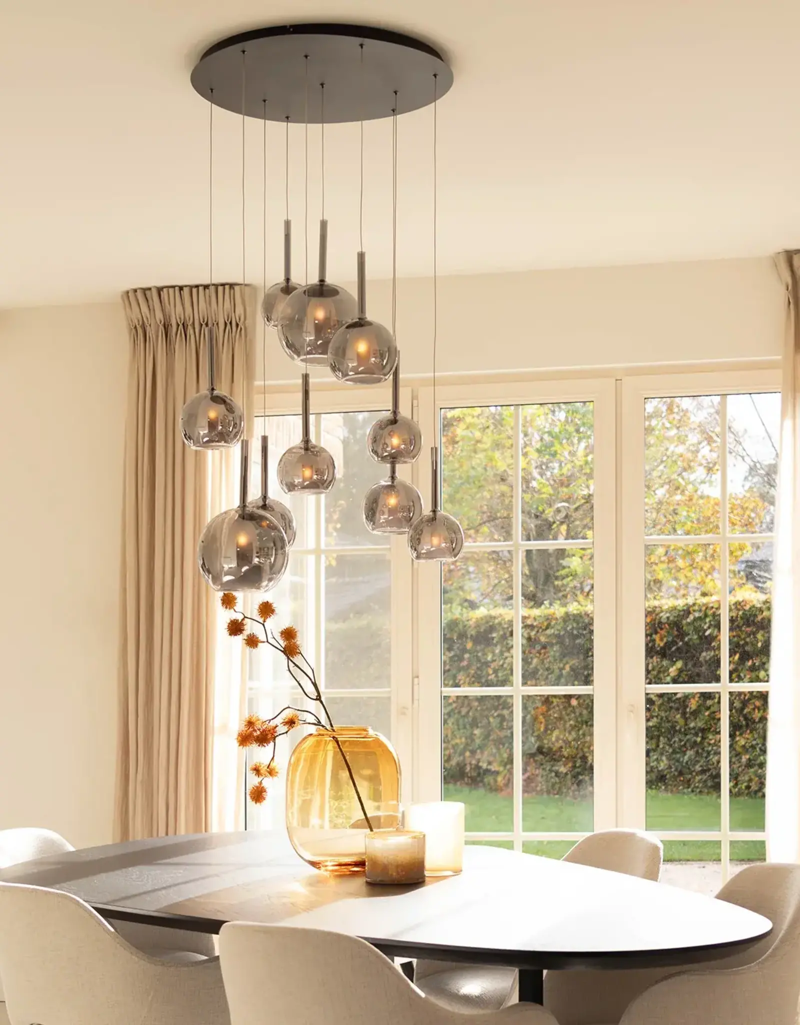Hanglamp -  Licht Saigy 10 - rond zwart