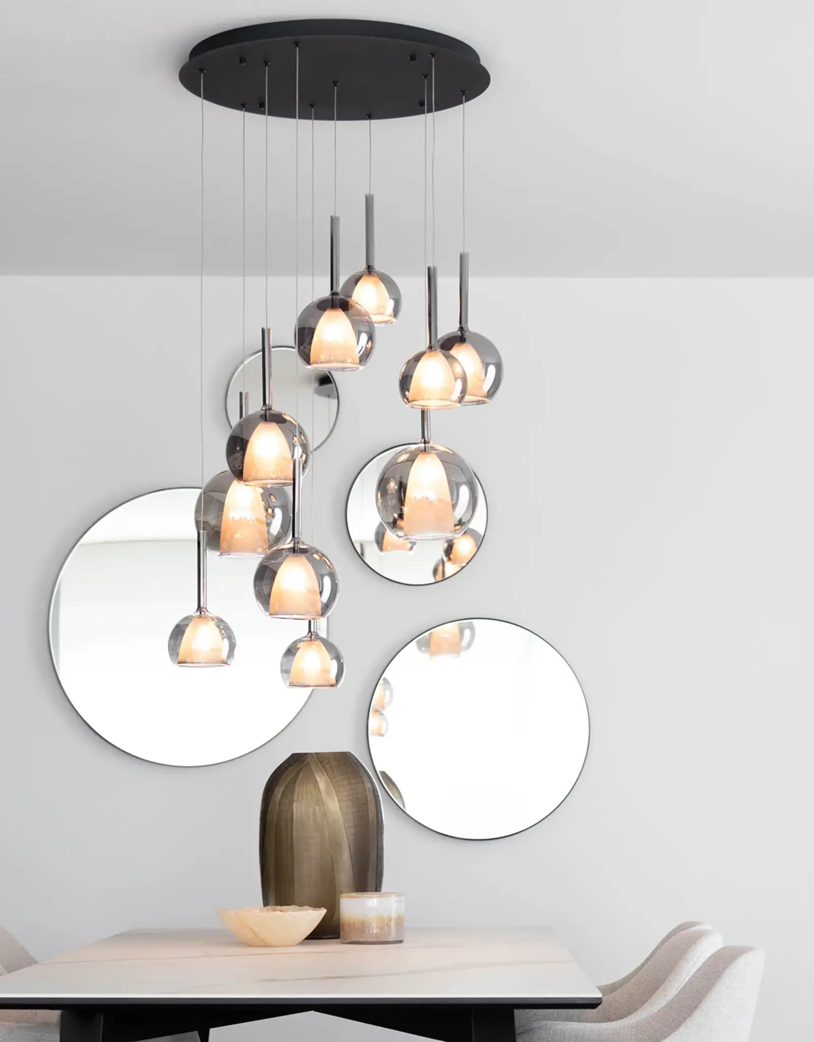Hanglamp -  Licht Saigy 10 - rond zwart