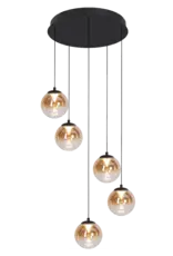 Hanglamp - Monzy 5 - rond glas - amber