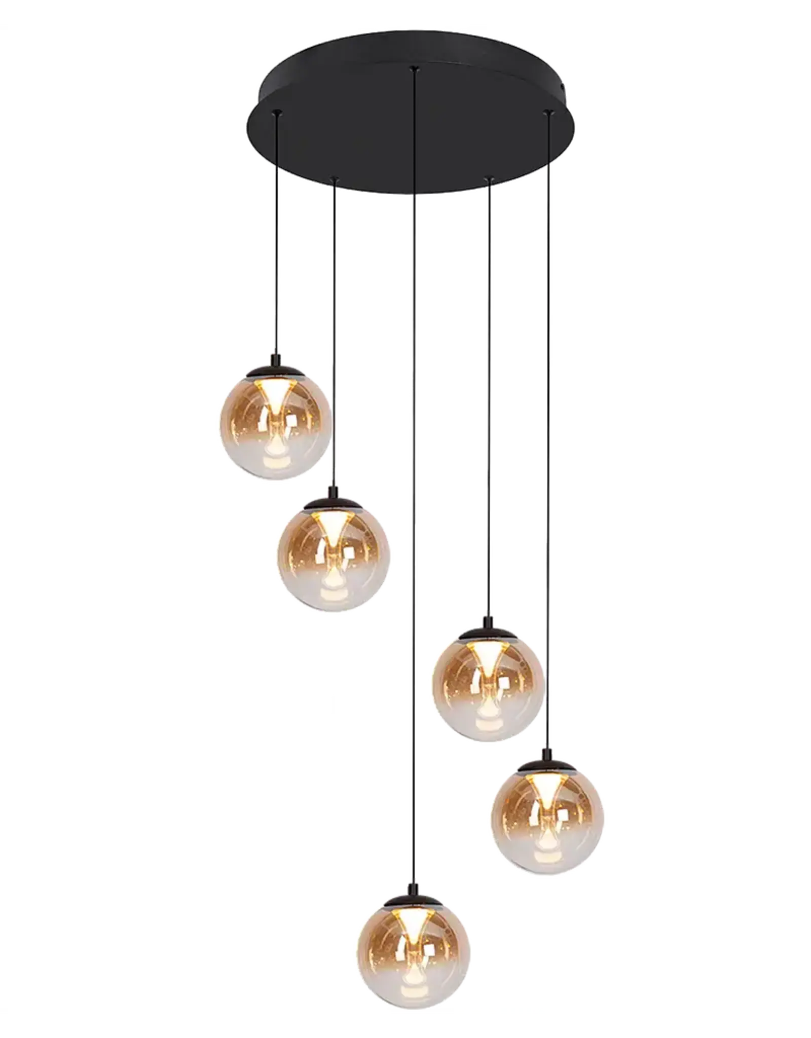 Hanglamp - Monzy 5 - rond glas - amber