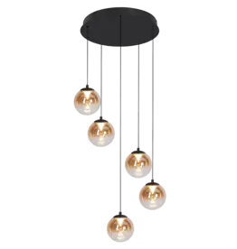 Hanglamp - Monzy 5 - rond glas - amber