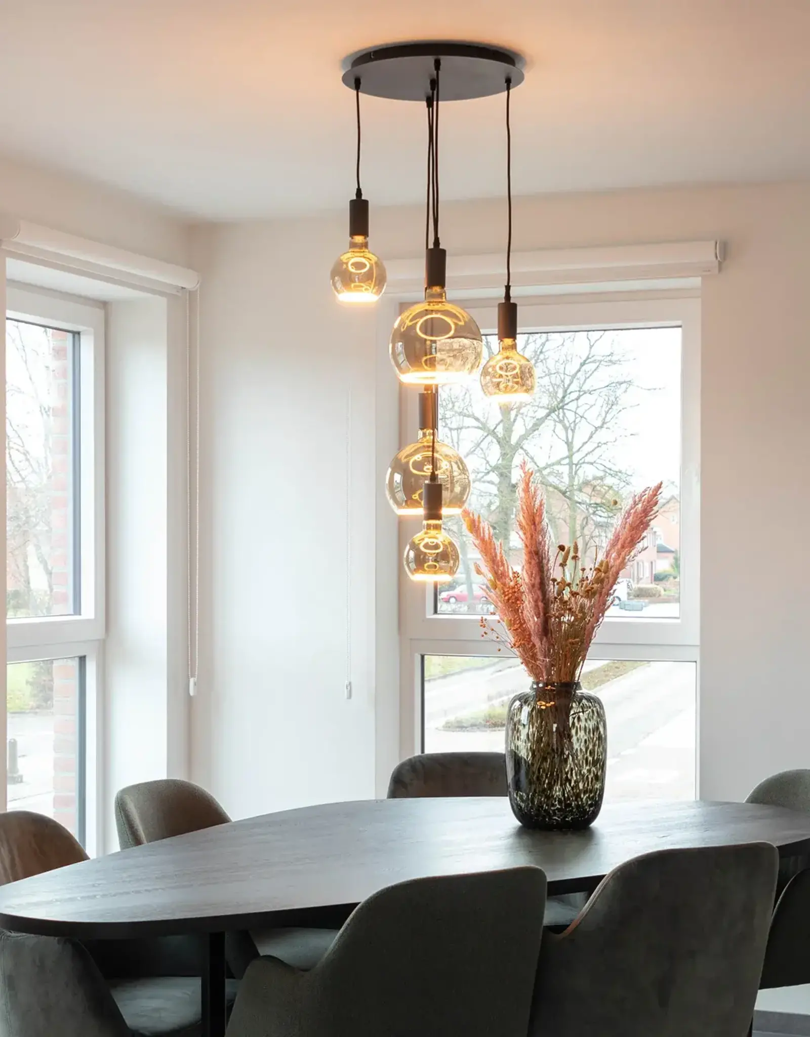 Hanglamp - Sapay 5 - incl Floating Globes zwart
