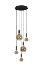 Hanglamp - Sapay 5 - incl Floating Globes zwart